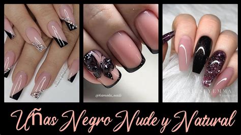 uñas negras y nude|Uñas negras con nude